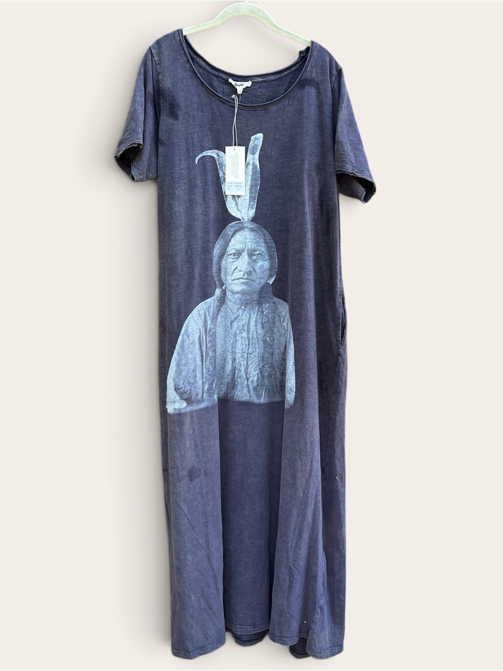 Oversized Sitting Bull Indian Native American Maxi Dress NWT